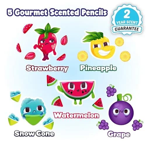 Scentco Smencils Graphite 5-Pack HB #2 Scented Pencils | Recycled Newspaper, 2-Year Scent Guarantee thumbnail 2