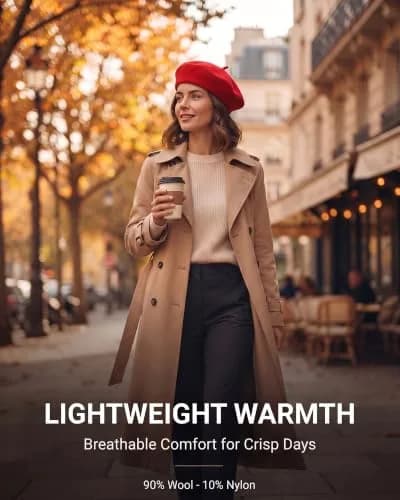 ZLYC Wool Beret Hat Classic Solid Color French Beret for Women Red | Warm, Stylish & Comfortable thumbnail 4