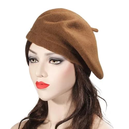 ZLYC Wool Beret Hat Classic Solid Color French Beret for Women Brown | Warm, Stylish & Comfortable thumbnail 8