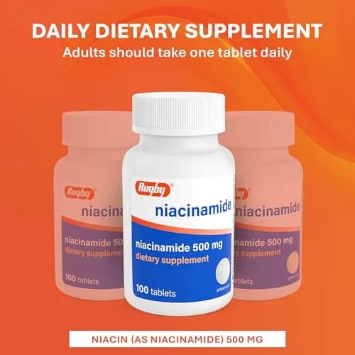 Rugby Niacinamide 500 mg Tablets | No Artificial Flavors, 100 Count (1-Pack) thumbnail 4