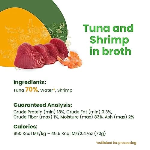 Almo Nature HQS Natural Wet Cat Food Tuna & Shrimp 2.47 oz | Grain-Free, All-Natural, High-Protein thumbnail 2
