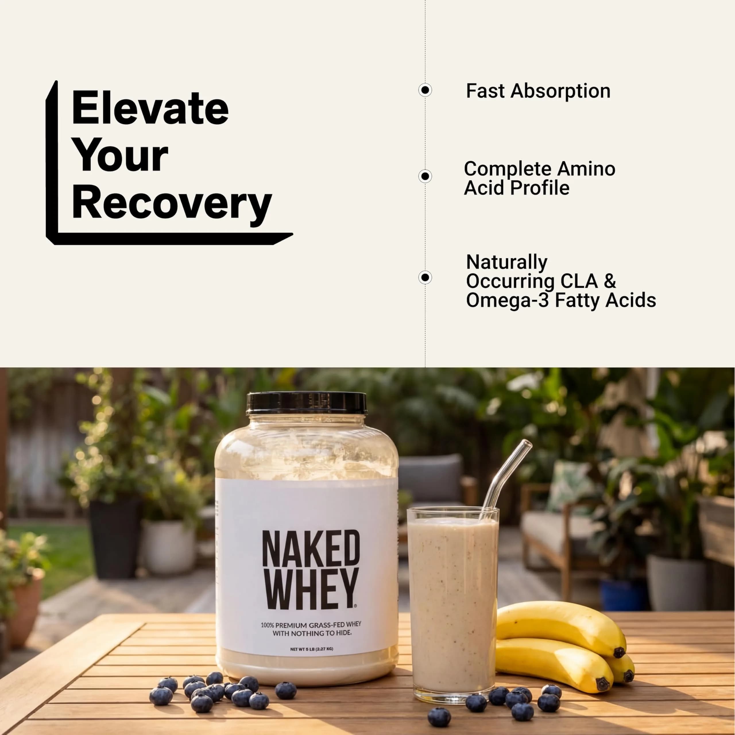 NAKED Whey 5LB Unflavored Grass Fed Protein Powder | NSF Certified, 25g Protein Per Serving thumbnail 6