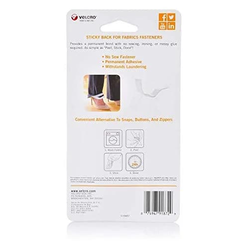 VELCRO Brand Sticky Back for Fabrics Tape, 24 in x 3/4 in, White | Strong Fabric Bond, No Sewing Needed thumbnail 5