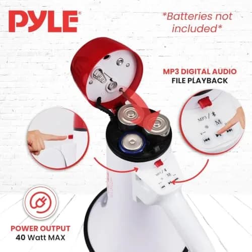 Pyle 40W Megaphone Bullhorn with Bluetooth & Siren, 8'' x 13.1'' | Crowd Control & Safety thumbnail 6