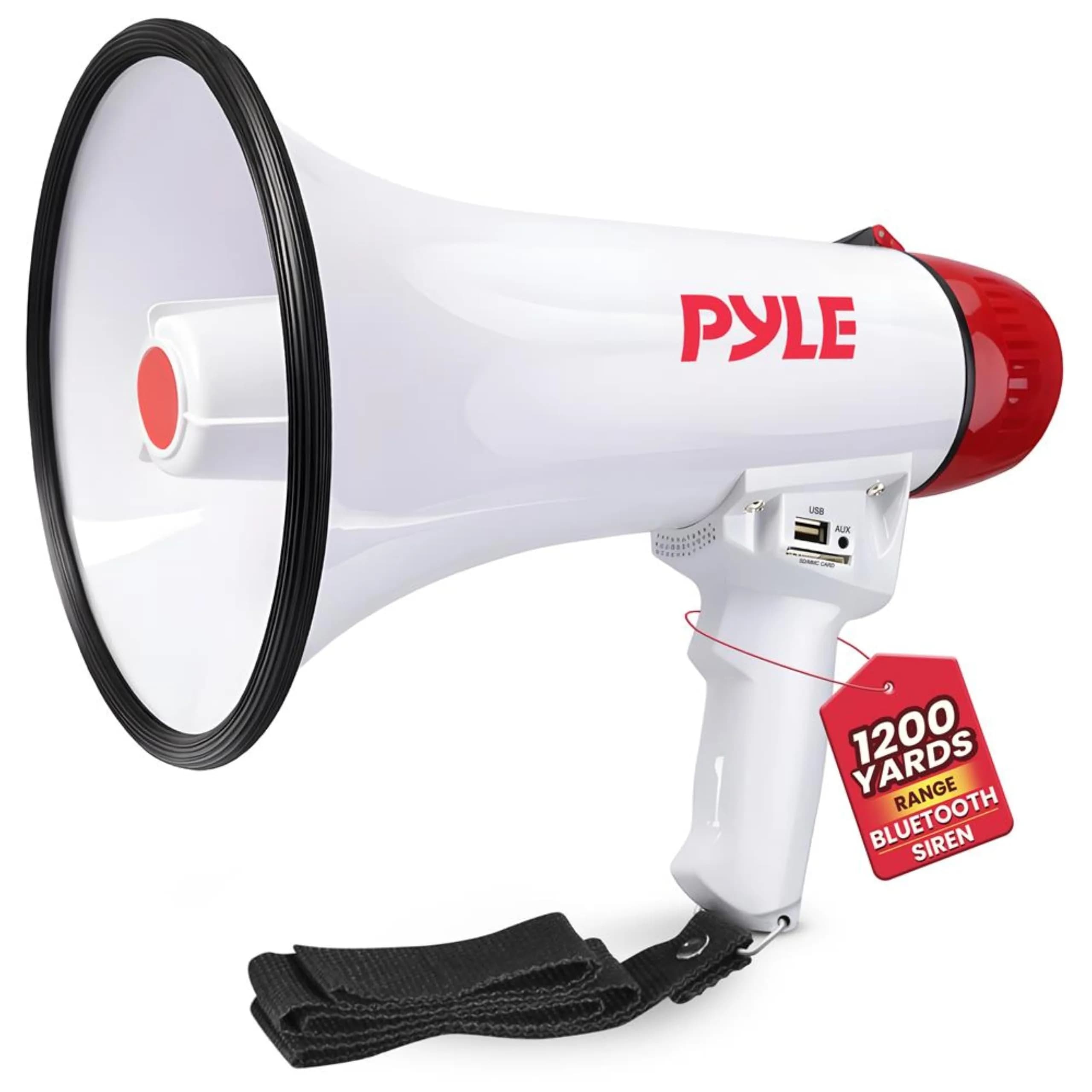 Pyle 40W Megaphone Bullhorn with Bluetooth & Siren, 8'' x 13.1'' | Crowd Control & Safety