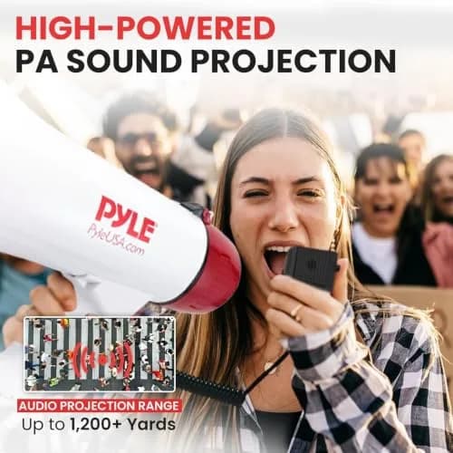 Pyle 40W Megaphone Bullhorn with Bluetooth & Siren, 8'' x 13.1'' | Crowd Control & Safety thumbnail 8
