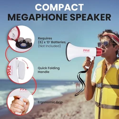 Pyle 40W Megaphone Bullhorn with Bluetooth & Siren, 8'' x 13.1'' | Crowd Control & Safety thumbnail 3