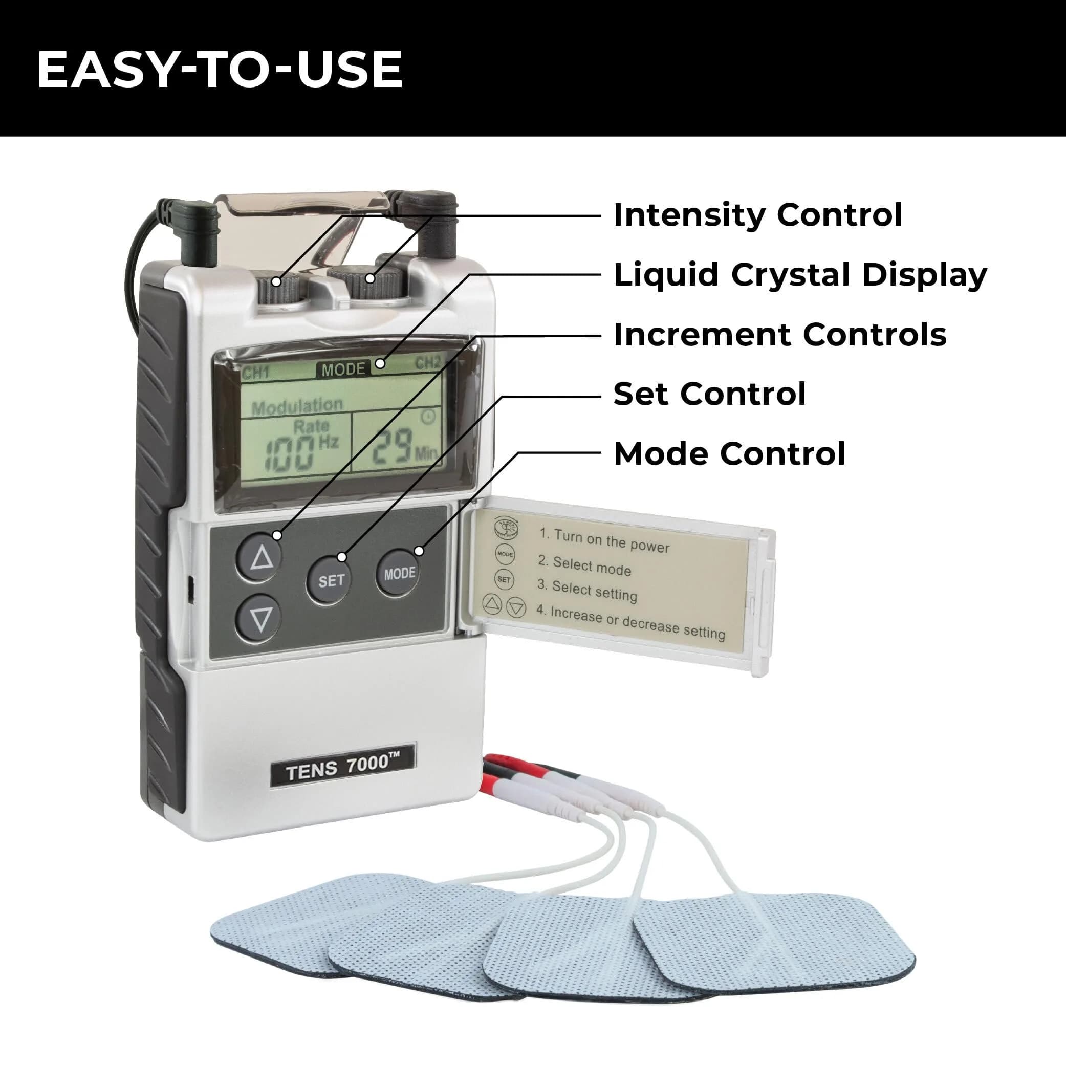 TENS 7000 Digital TENS Unit with Accessories - Muscle Stimulator for Back Pain Relief, Sciatica, Neck, Nerve, Shoulder, Hip, Elbow, Muscle Pain Relief (1 Unit) - view 8