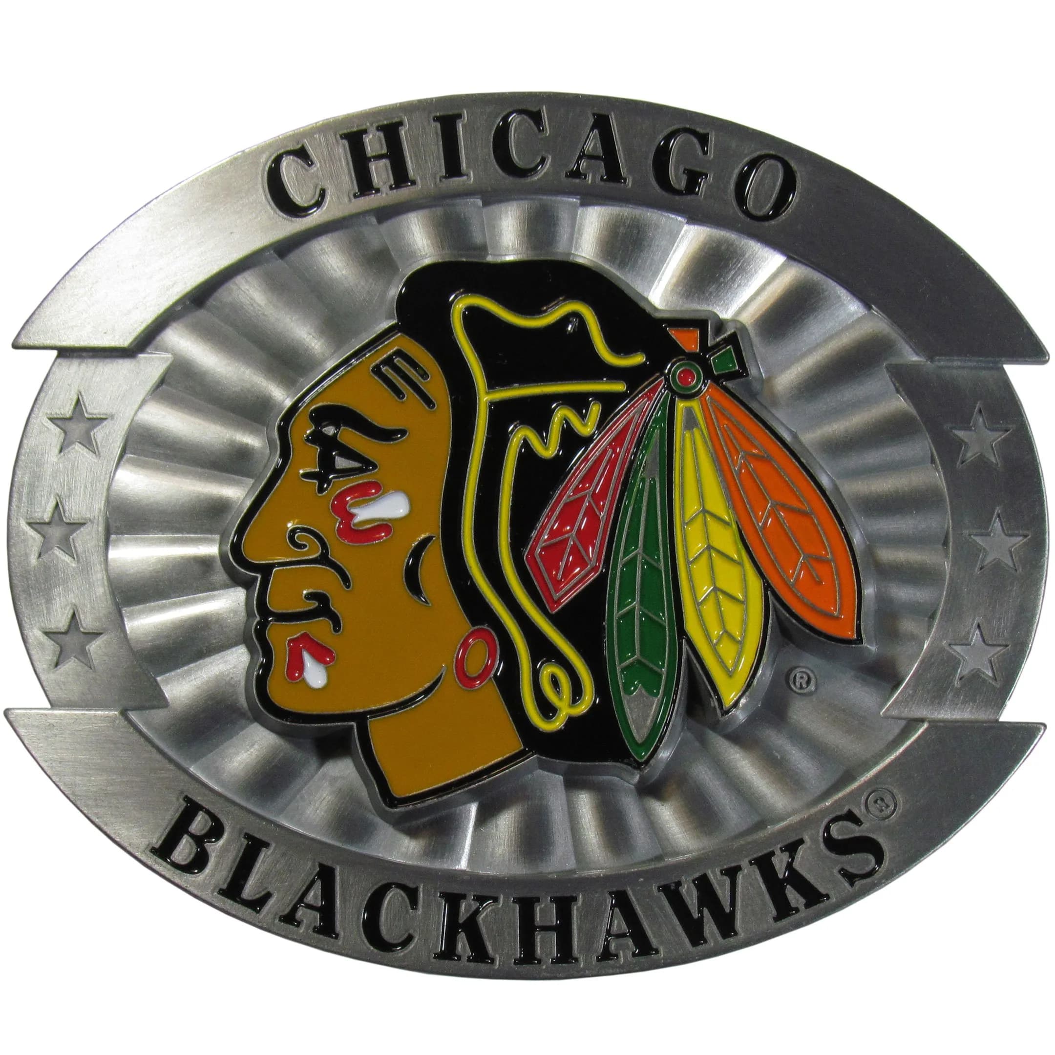 Siskiyou Sports NHL Chicago Blackhawks Oversized Belt Buckle, Extra Large | Fully Metal, 4" Wide, Officially Licensed