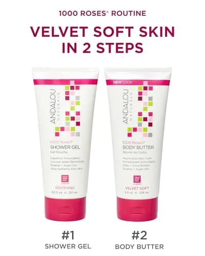 Andalou Naturals 1000 Roses Velvet Soft Body Butter 236ml (8 fl oz) | Hydrates Dry Skin with Shea & Cocoa Butters thumbnail 3