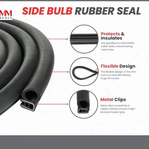 Seal Rubber Weather Stripping 25 Feet | No Adhesive Car Door Seal, Heavy-Duty EPDM Rubber, Universal Fit thumbnail 4
