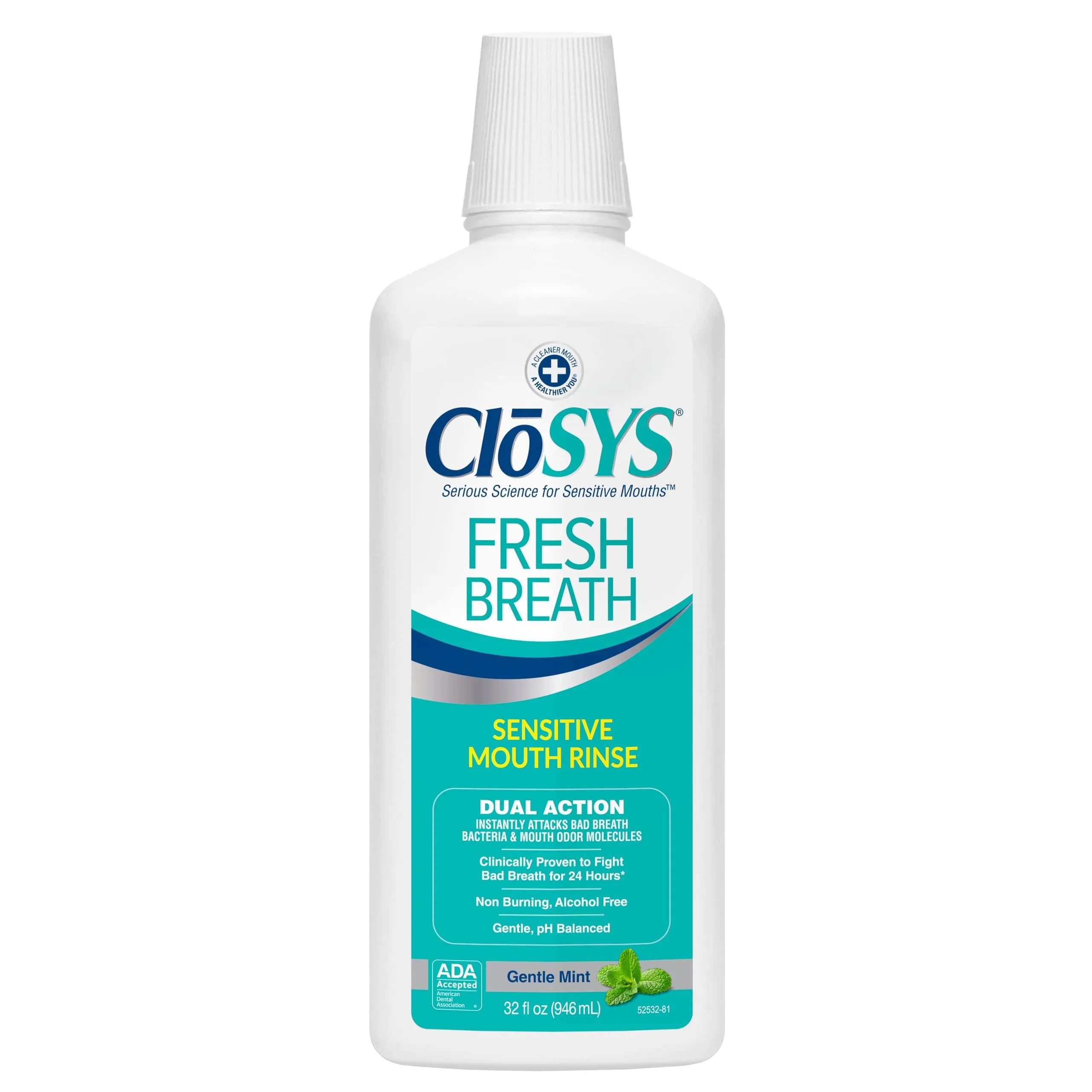 CloSYS Gentle Mint Mouthwash 946ml (32 Fl Oz) | Dentist Recommended for Fresh Breath - main product image