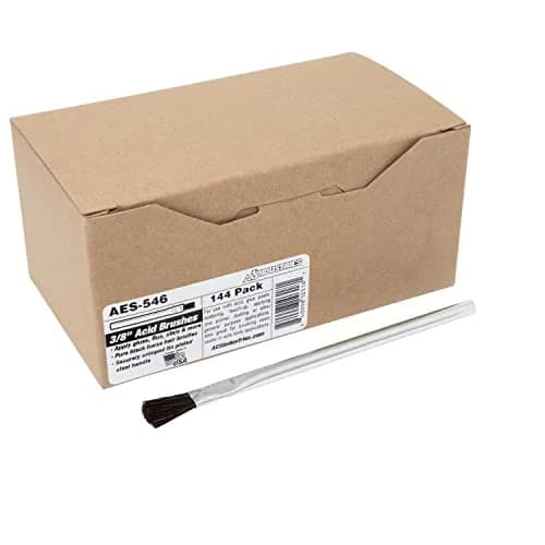 aes 3/8" Wide Pure Horsehair Acid Brush with Tin Plated Handle | Made in USA, 144 Pack thumbnail 1