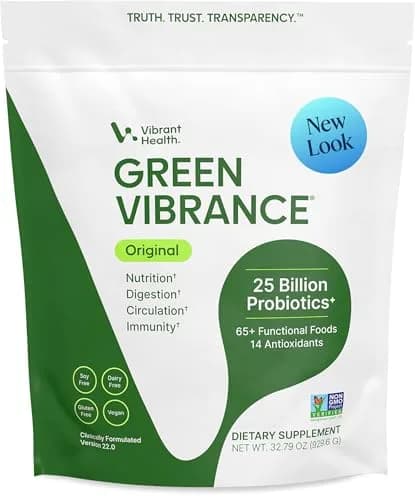 Vibrant Health Green Vibrance Superfood Blend Powder, 83 Servings | 65 Superfoods, 25 Billion Probiotics, Enzymes & Adaptogens for Optimal Vitality thumbnail 1