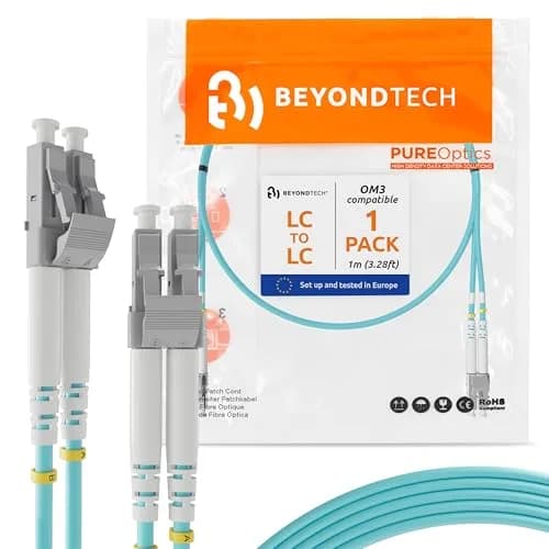 BEYONDTECH 1m (3.28ft) LC to SC Fiber Patch Cable – Multimode Duplex, 50/125µm, 10G, LSZH, Compatible with OM3, Data Center & Enterprise thumbnail 1