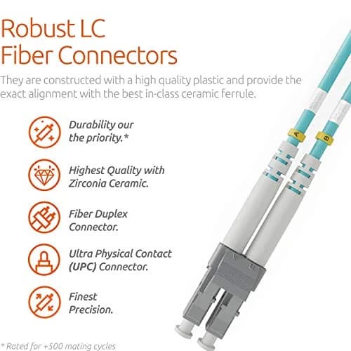 BEYONDTECH 1m (3.28ft) LC to SC Fiber Patch Cable – Multimode Duplex, 50/125µm, 10G, LSZH, Compatible with OM3, Data Center & Enterprise thumbnail 2