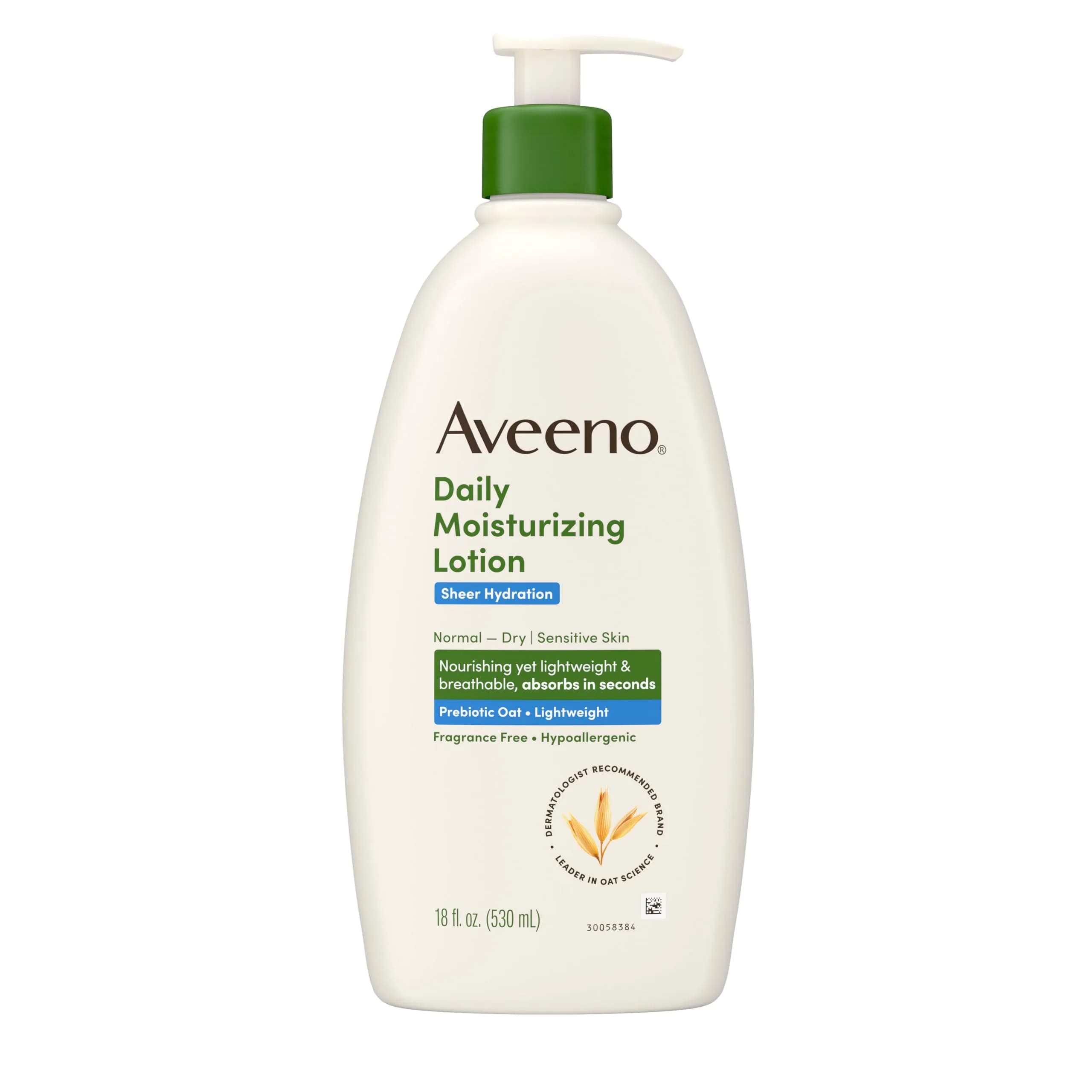Aveeno Daily Moisturizing Sheer Hydration Fragrance-Free Lotion 530ml (18 Fl Oz) | Prebiotic Oat for Dry Skin - main product image
