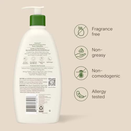 Aveeno Daily Moisturizing Sheer Hydration Fragrance-Free Lotion 530ml (18 Fl Oz) | Prebiotic Oat for Dry Skin thumbnail 8