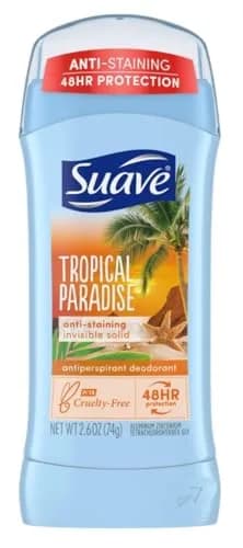 suave+ Body Deodorant 2.6 oz (76 ml) | 24Hr Tropical Paradise Solid for Women thumbnail 2