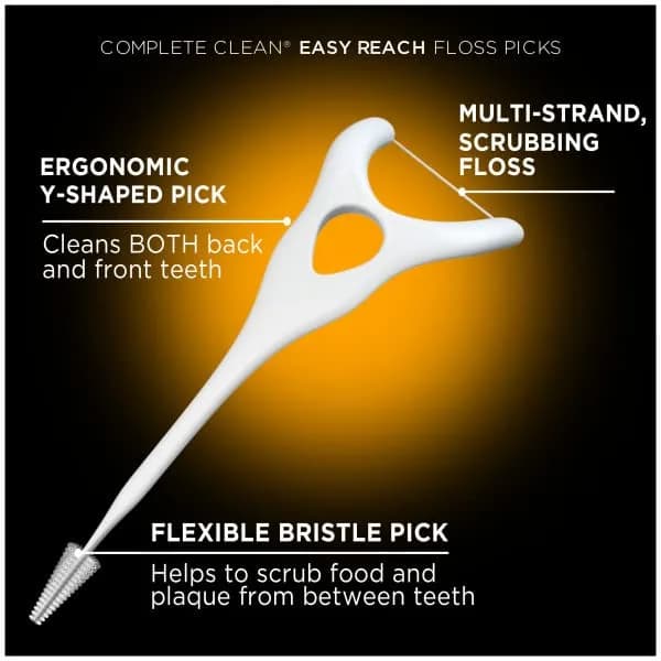 DenTek Complete Clean Easy Reach Floss Picks, Mouthwash Blast Flavor, 150 Count (75 Count x 2) | Advanced Fluoride Coating - view 4