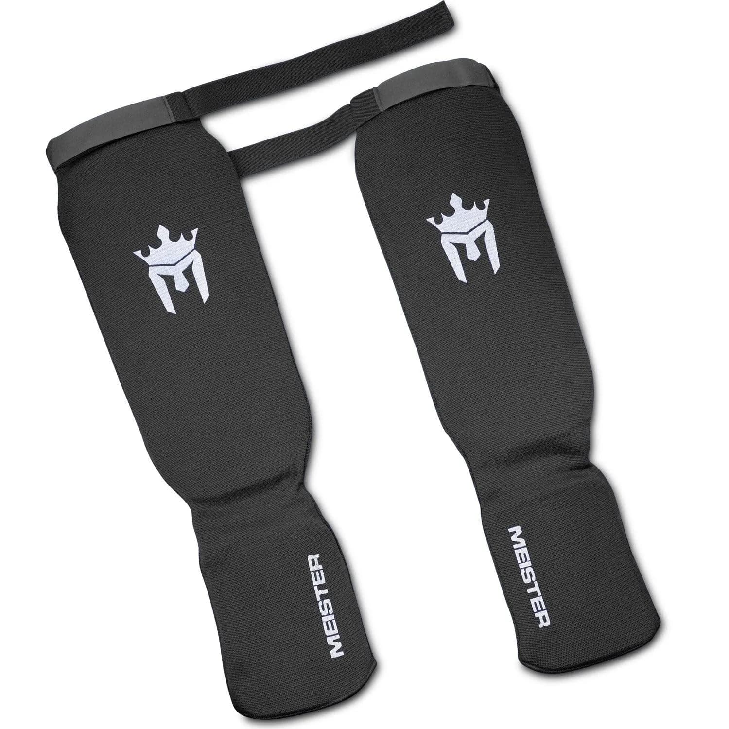 Meister MMA Elastic Cloth Shin & Instep Guards - Black - Large-X-Large | Lightweight Combat Sports Protection - view 3