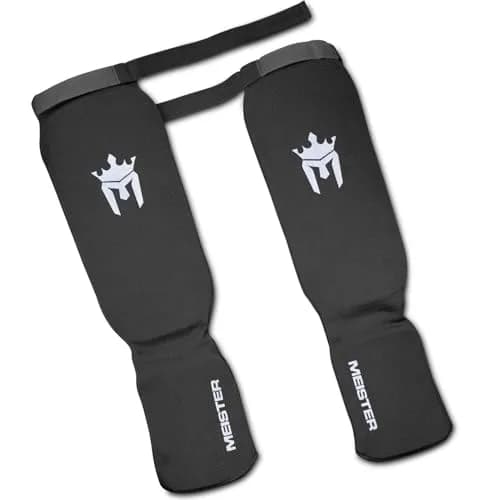 Meister MMA Elastic Cloth Shin & Instep Guards - Black - Large-X-Large | Lightweight Combat Sports Protection thumbnail 3