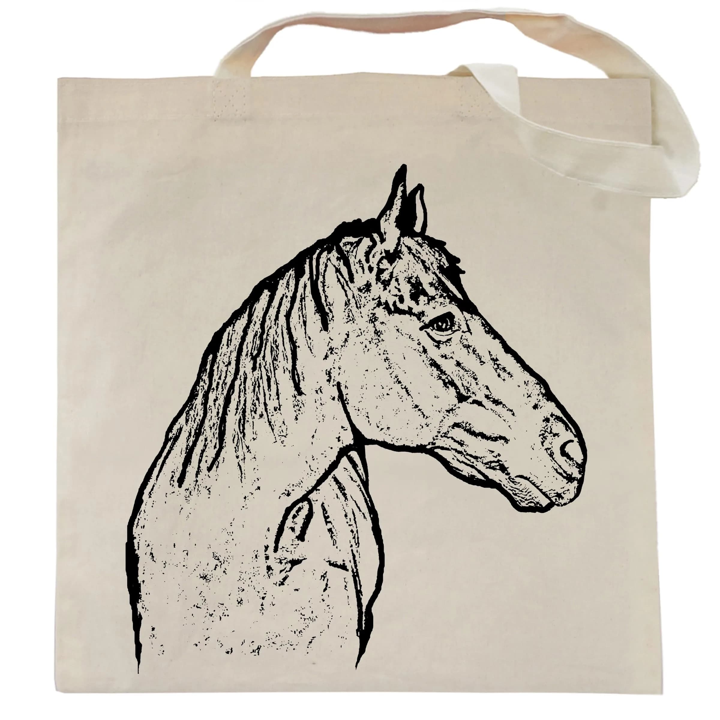 Pet Studio Art Inca the Horse Tote Bag | Hand-printed Cotton Pet Lover Accessory — Horse