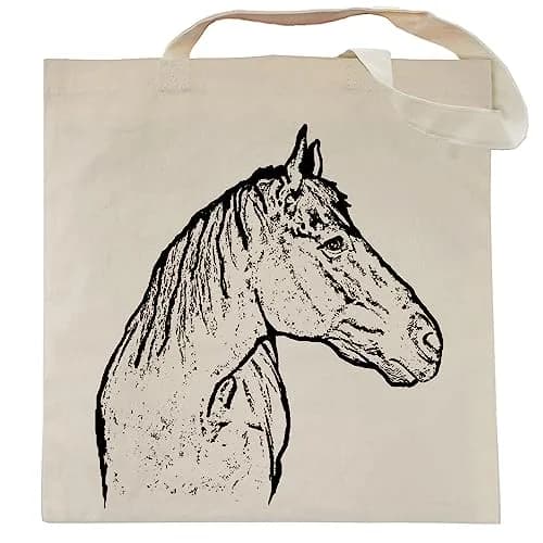 Pet Studio Art Inca the Horse Tote Bag | Hand-printed Cotton Pet Lover Accessory thumbnail 1