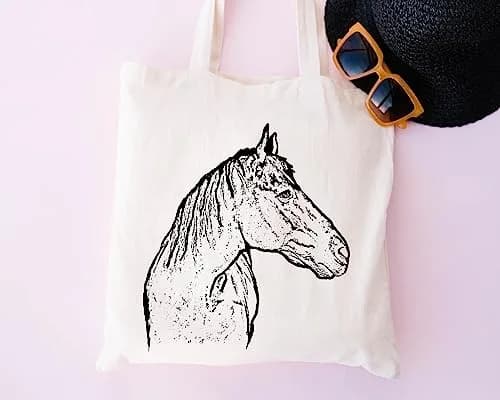 Pet Studio Art Inca the Horse Tote Bag | Hand-printed Cotton Pet Lover Accessory thumbnail 4