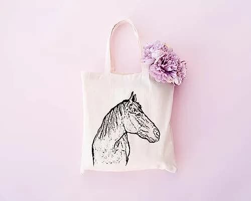 Pet Studio Art Inca the Horse Tote Bag | Hand-printed Cotton Pet Lover Accessory thumbnail 5