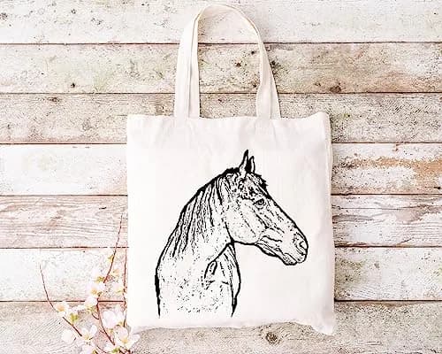 Pet Studio Art Inca the Horse Tote Bag | Hand-printed Cotton Pet Lover Accessory thumbnail 7