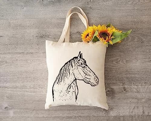 Pet Studio Art Inca the Horse Tote Bag | Hand-printed Cotton Pet Lover Accessory thumbnail 2
