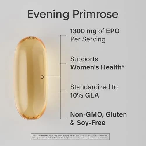 Sports Research Evening Primrose Oil 1300mg | Women’s Health & Skin Support, 120 Softgels thumbnail 2