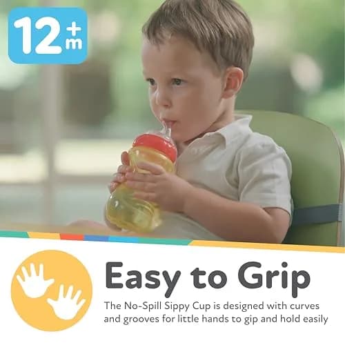 Nuby No-Spill Soft Straw Easy Grip Sippy Cup 300ml (10 Oz) 3-Pack | Spill-Proof Toddler Cup for Babies 12+ Months thumbnail 3
