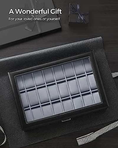 SONGMICS 24-Slot Watch Box Organizer with Glass Lid & Lock | 43.5cm (17.1") L x 29.5cm (11.6") W thumbnail 7