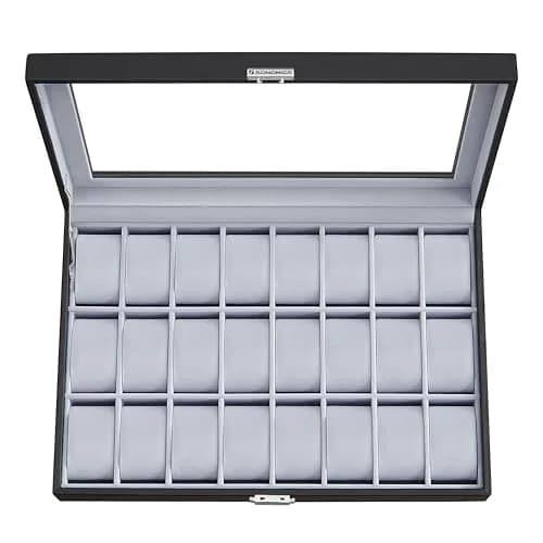SONGMICS 24-Slot Watch Box Organizer with Glass Lid & Lock | 43.5cm (17.1") L x 29.5cm (11.6") W thumbnail 8