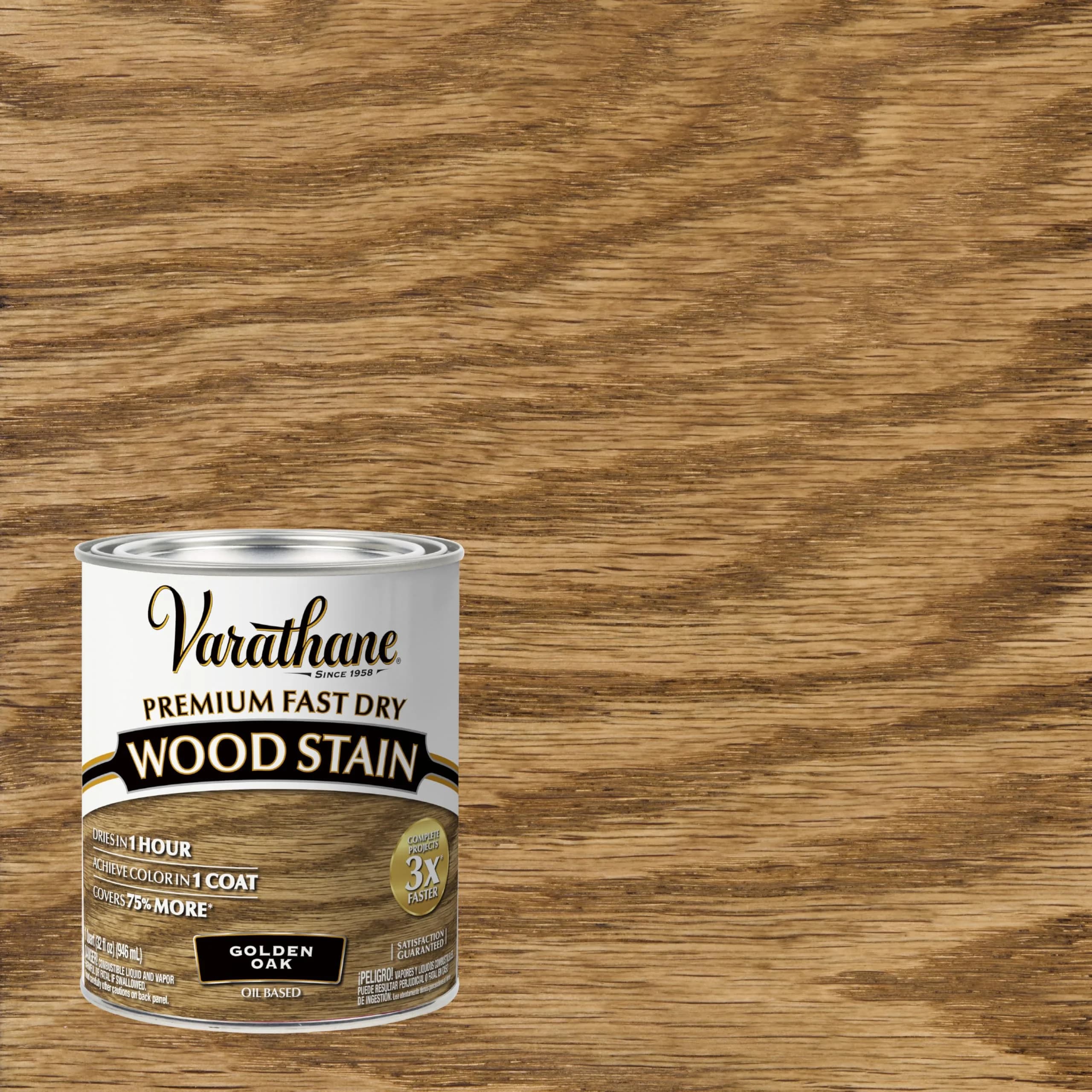 Varathane Premium Fast Dry Wood Stain Golden Oak 946ml (32 Fl Oz) | One Coat Interior Wood Finish - view 2