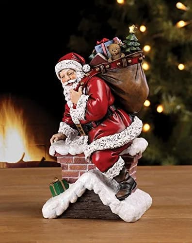 Napco Imports Santa Claus Climbing Down Chimney Resin Figurine | Christmas Decor Accent thumbnail 1
