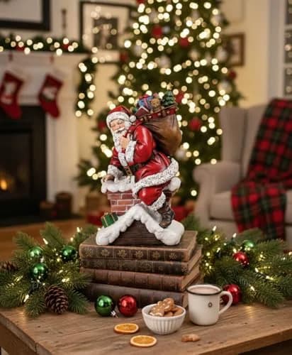 Napco Imports Santa Claus Climbing Down Chimney Resin Figurine | Christmas Decor Accent thumbnail 5