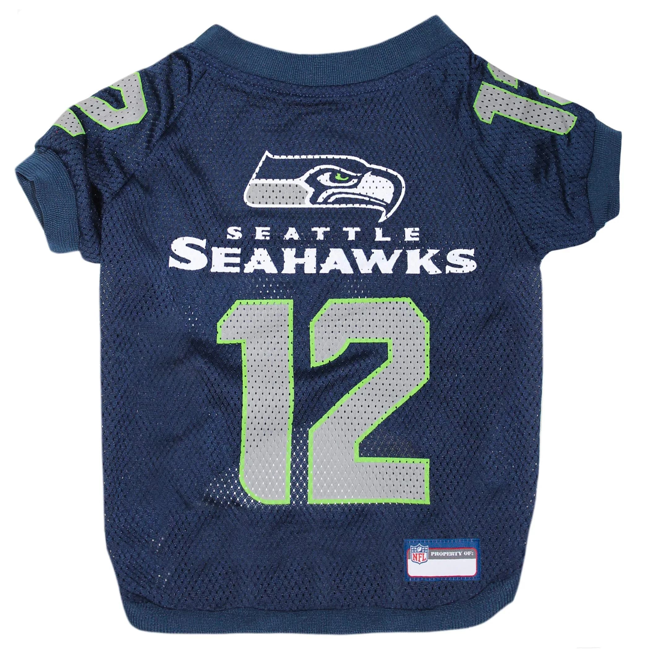 Pets First NFL Seattle Seahawks Jersey for PETS. - SEATTLE SEAHAWKS RAGLAN JERSEY '12th Man' - Small | Official NFL Pet Jersey with Team Logo & Durable Mesh