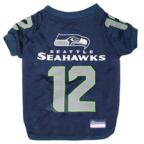 Pets First NFL Seattle Seahawks Jersey for PETS. - SEATTLE SEAHAWKS RAGLAN JERSEY '12th Man' - Small | Official NFL Pet Jersey with Team Logo & Durable Mesh thumbnail 1