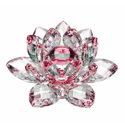 Amlong Crystal Hue Reflection Lotus Flower with Gift Box, 4 inch, Red | Feng Shui & Decorative Crystal Art — Red