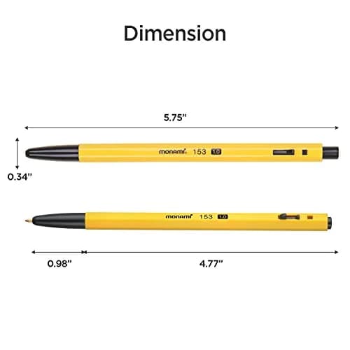 MONAMI BP 153 Retractable Ballpoint Pen, Medium Point (1.0mm), Black, 12-Count | Smooth Ink Flow thumbnail 7