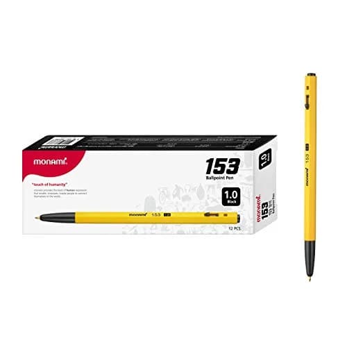 MONAMI BP 153 Retractable Ballpoint Pen, Medium Point (1.0mm), Black, 12-Count | Smooth Ink Flow thumbnail 1