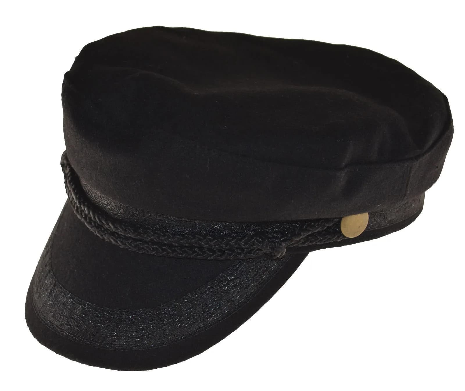Broner Wool Blend Fisherman Cap Greek Sailor Hat Black XL | Nautical Style