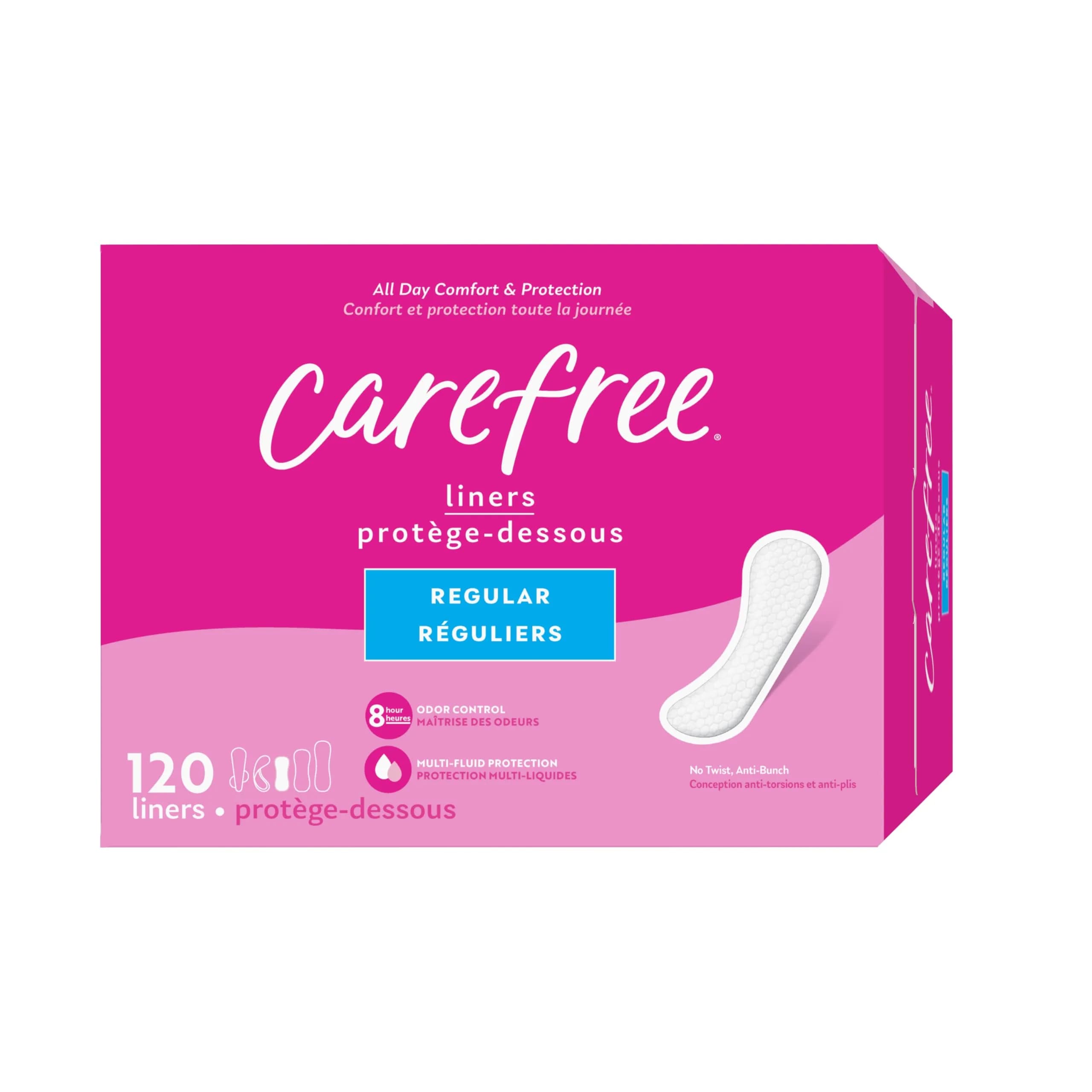 Carefree Regular Unscented Panty Liners 120 ct | 8-Hour Odor Control & Qwik-Dry Core - view 9