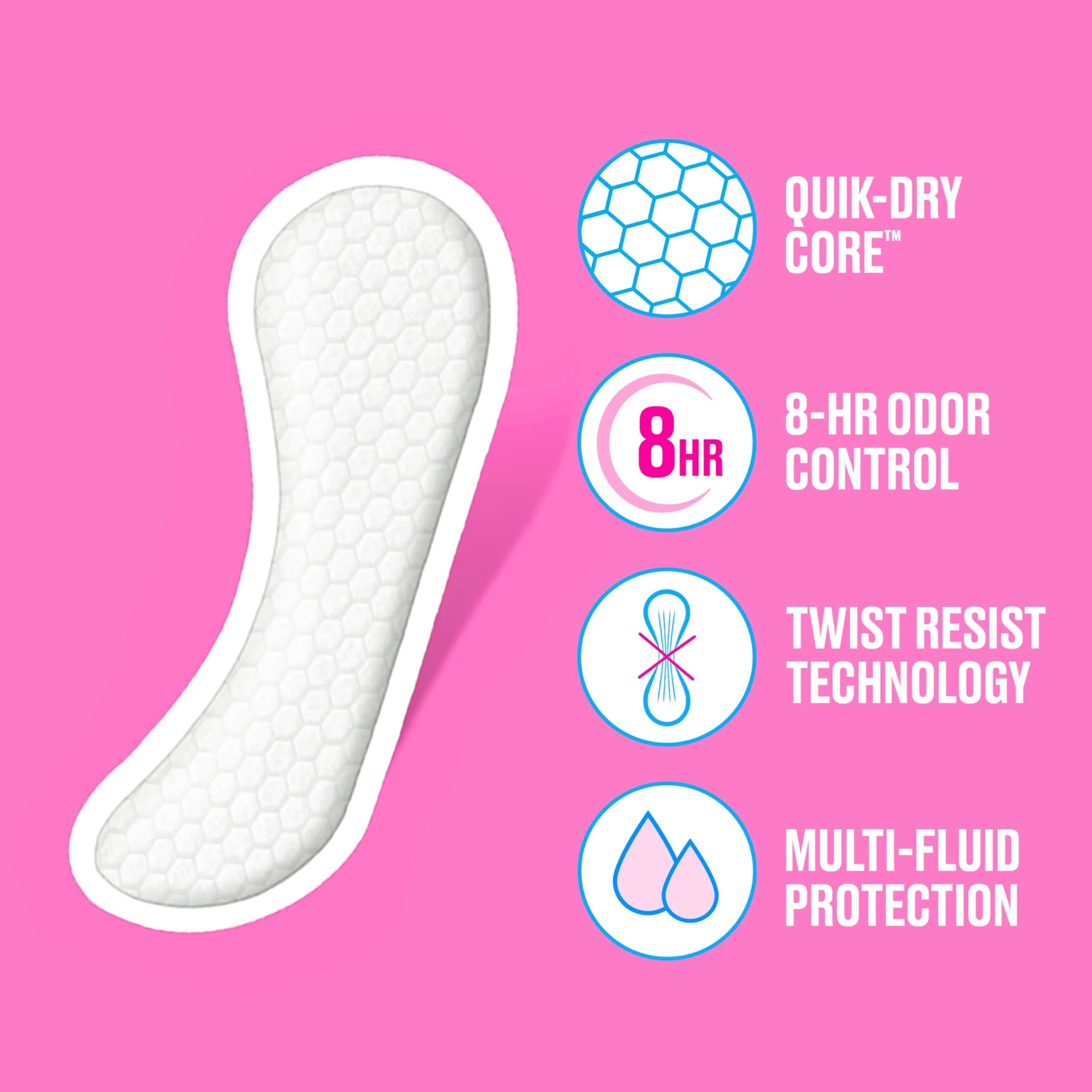 Carefree Regular Unscented Panty Liners 120 ct | 8-Hour Odor Control & Qwik-Dry Core - view 3