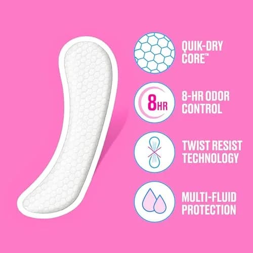 Carefree Long Unscented Panty Liners for Women, 92 Count | Odor Control & Breathable Cotton - view 3