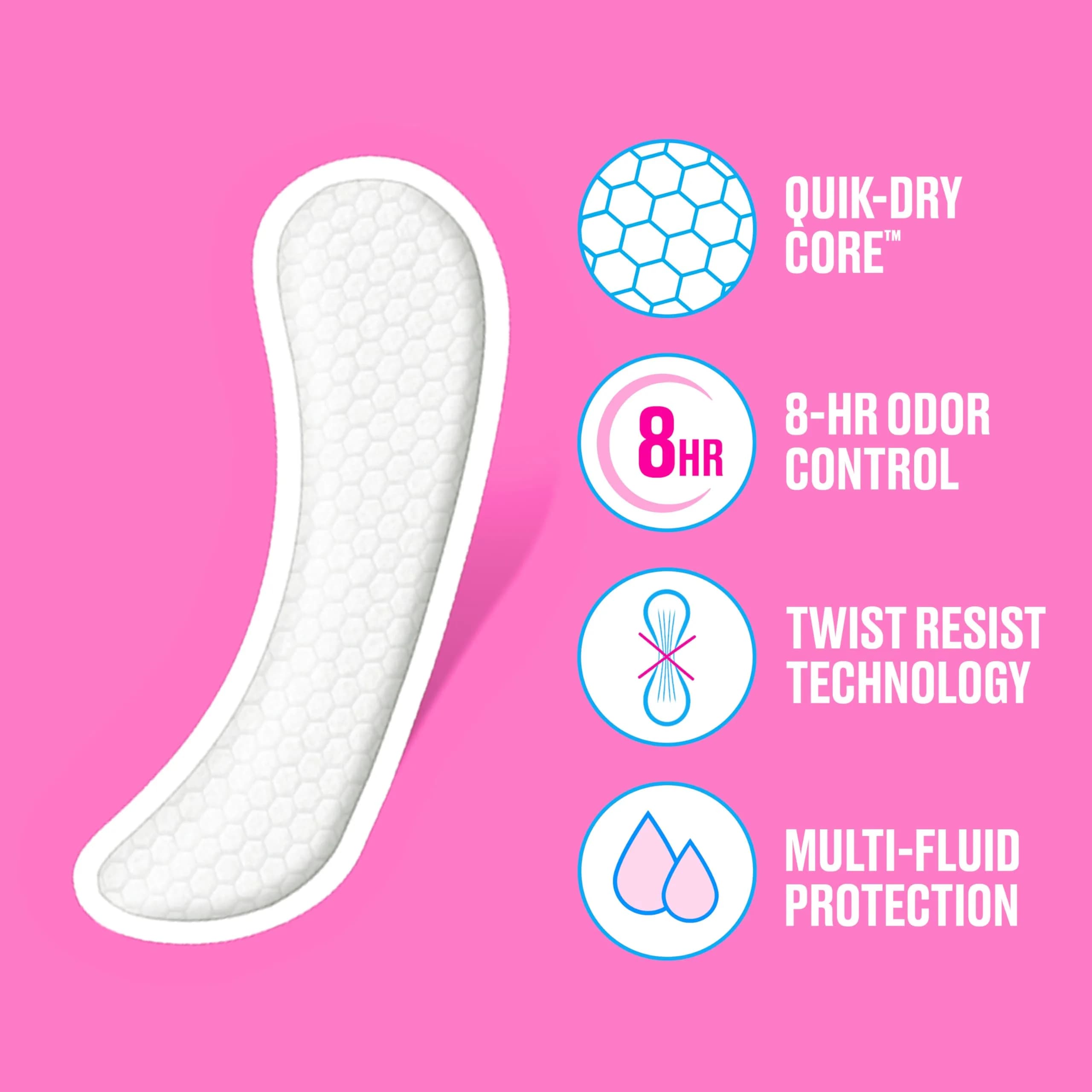 Carefree Long Unscented Panty Liners for Women, 92 Count | Odor Control & Breathable Cotton thumbnail 3