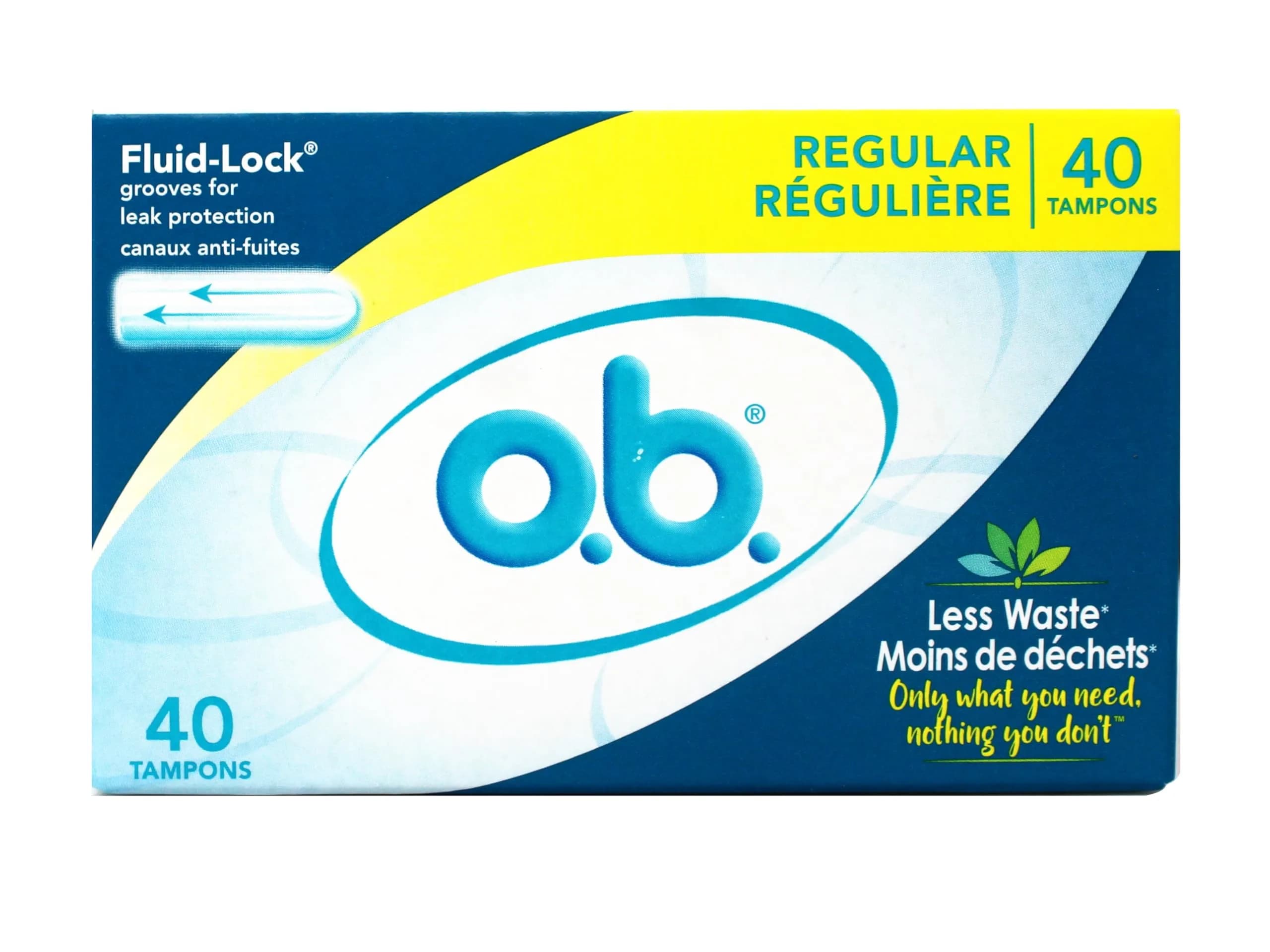 o.b. Pro Comfort Digital Tampons Regular Absorbency 40 Count | Applicator-Free for Discreet Protection — Multi